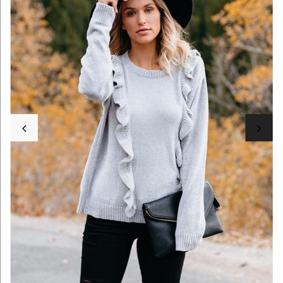 VICI chenille ruffle trim sweater - Picture 2 of 7